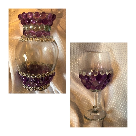 Vase with Water Glasses in Purple - Picture 2 of 4
